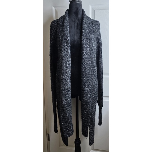 Express Sweaters - Express XL Gray Wool Acrylic Shawl Collar Open Front Long Knit Cardigan Sweater